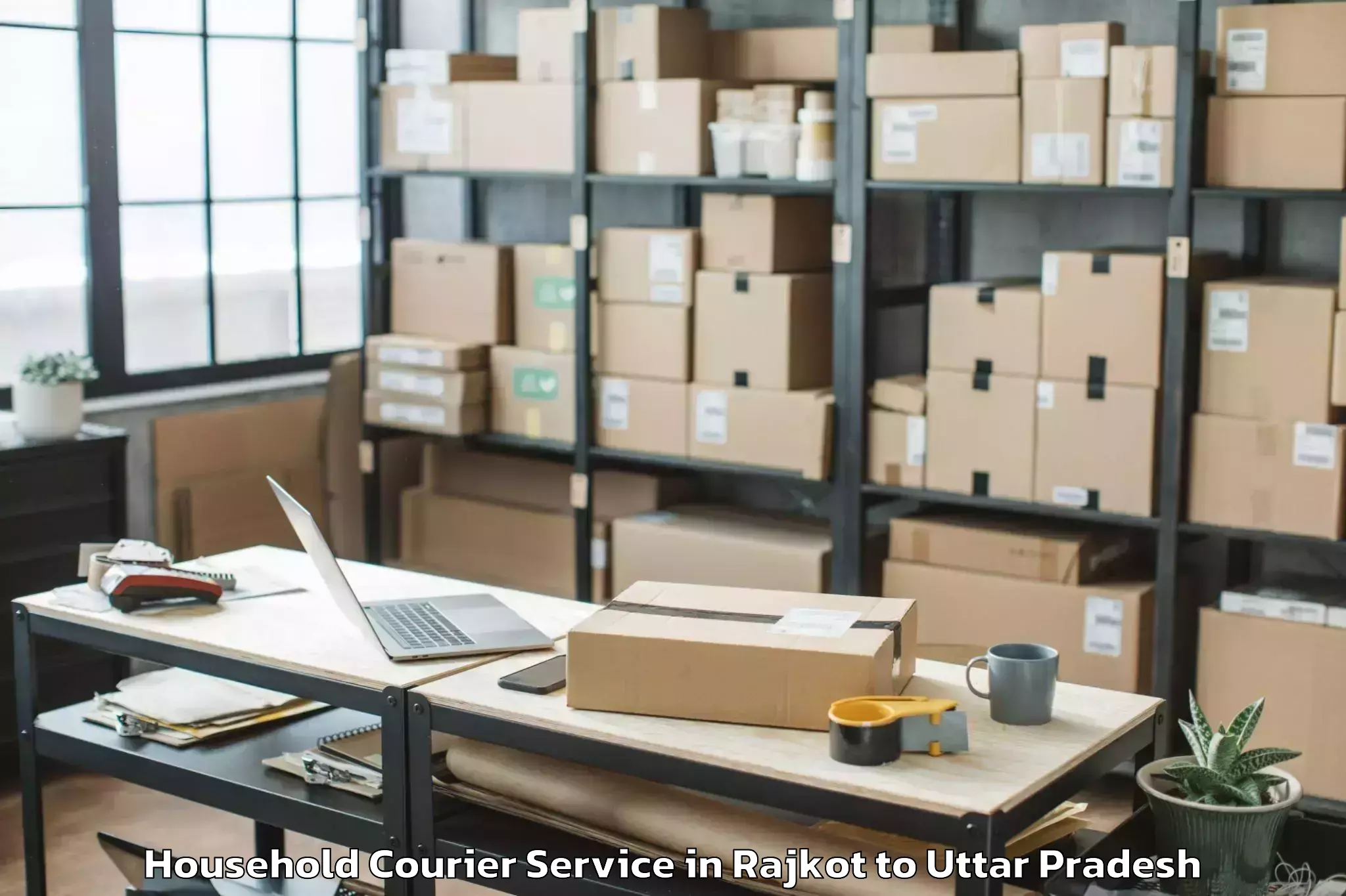 Top Rajkot to Kasganj Household Courier Available